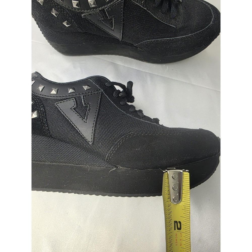 Volatile Expulsion Y2K Shoes Women's 7.5 Black Suede Studded Platform Sneakers - Picture 10 of 11